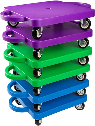 6 piezas de patinete deportivo a granel para sentarse a granel con asas ruedas de plástico, patinete deportivo plano para niños, gimnasio,