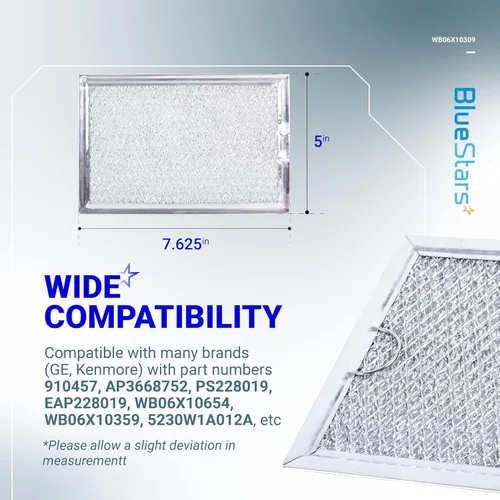 Miniatura 2 de BlueStars WB06X10309 WB06X10359 - Filtro de grasa para microondas de repuesto de 7.64 x 5.12 pulgadas, compatible con microondas G.E LG Kenmore