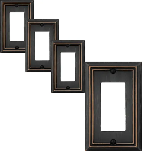 Miniatura 8 de OKAWYC Cubierta de Interruptor de Luz Doble Toggle/Decorador Individual Placa de Pared de Metal Adler, Paquete de 2 Bronce Envejecido 3 Gang