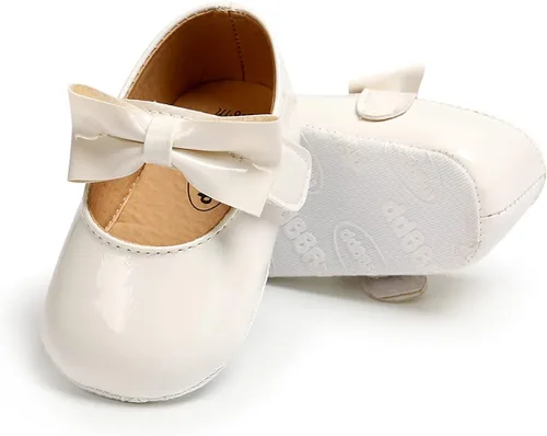 Zapatos planos Mary Jane para bebés y niñas con moño, flores, suaves, recién nacidos, primeros pasos, zapatos de cuna, zapatos de vestir para bodas,