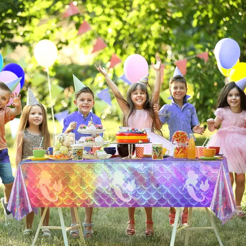 Miniatura 7 de 1 mantel de plástico iridiscente de sirena, manteles desechables con láser de sirenas, funda de mesa desechable para niñas, cumpleaños, bodas