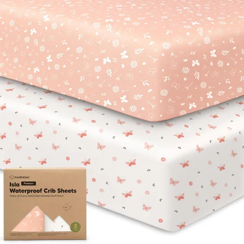 Miniatura 17 de Paquete de 2 sábanas impermeables para cuna de bebé para niños y niñas - 52x28 sábanas para cama de niño pequeño de viscosa derivada de bambú