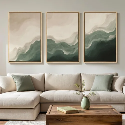 Miniatura 21 de Framed Sage Green Abstract Landscape Wall Art for Bedroom, 3 Piece Modern Canvas Prints Paintings Artwork for Walls, Minimalist Nature Pictures for