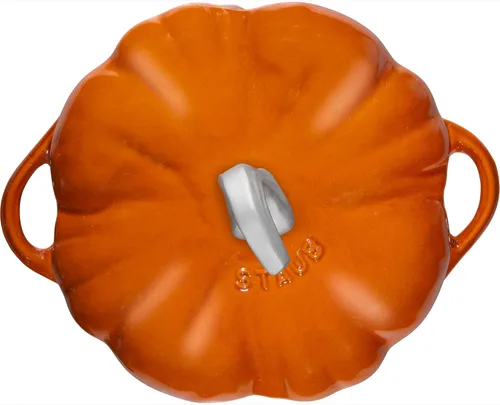 Miniatura 3 de STAUB Horno holandés de hierro fundido de 3.5 cuartos de galón de calabaza con perilla de acero inoxidable, fabricado en Francia, sirve 3-4, naranja