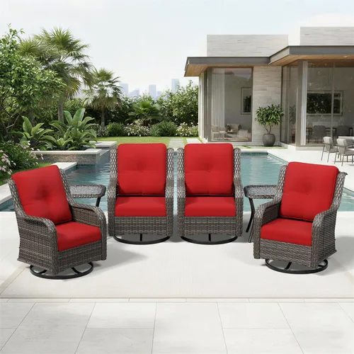 Miniatura 64 de Joyside Juego de sillas de mimbre para patio, juego de 3 piezas de mimbre para exteriores con 2 sillas reposabrazos y 1 mesa auxiliar para terraza