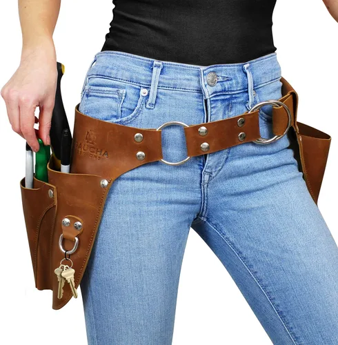 Cinturón de herramientas de jardín de cuero - Regalos de jardinería para mujeres - Cinturón utilitario - Funda portaherramientas organizadora de