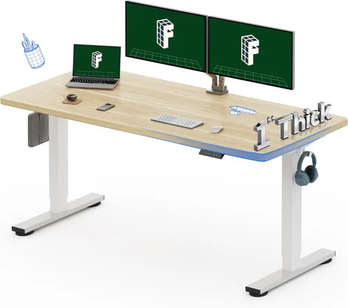 Miniatura 18 de FLEXISPOT Escritorio Eléctrico de Pie de Una Pieza, 60 x 24 Pulgadas Escritorio Ajustable con Superficie Sin Costuras, Ajuste de Altura con Parte