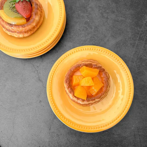 Miniatura 6 de UP UPware - Platos redondos de postre de melamina con cuentas, platos pequeños para servir, para aperitivos, aperitivos y guarniciones, amarillo, 6