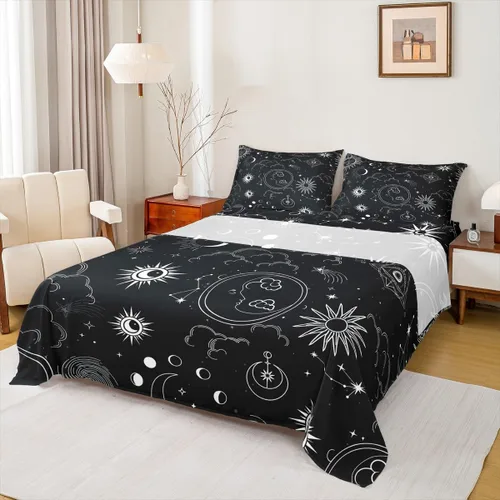 Miniatura 13 de Erosebridal Juego de sábanas de polilla de la muerte, diseño de calavera gótica, tamaño individual, juego de sábanas de flores botánicas con diseño