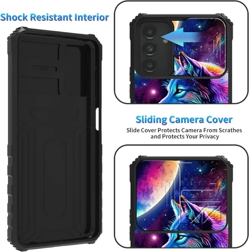Miniatura 846 de Funda para Samsung Galaxy S22 Ultra 5G, Galaxy S22 Ultra con cubierta de cámara deslizante, funda resistente de doble capa con función atril Black