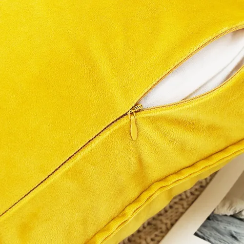 Miniatura 4 de JIAHANNHA Juego de 2 fundas de cojín de terciopelo de color amarillo brillante de 18 x 18 pulgadas, suaves y decorativas, para sofá, cama, sala