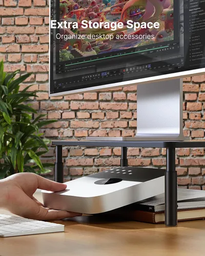 Miniatura 5 de HUANUO Soporte para Monitor, Soporte para Monitor Ajustable en 3 Alturas, Soporte para Monitor con Ventilaciones para Flujo de Aire, Soporte