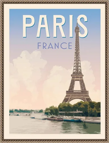 Amanti Art Framed Canvas Wall Art 24x18 Retro Style Travel Poster III by Victoria Barnes, Framed Wall Art Canvas, Cityscapes Artwork, Traditional