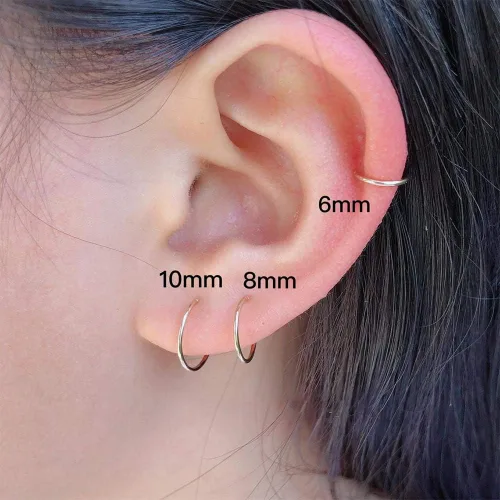 Miniatura 7 de Aretes de aro Huggie para mujeres y hombres, acero inoxidable quirúrgico 316L, 0.236 in, 0.315 in, 0.394 in, para hombre, aretes de aro