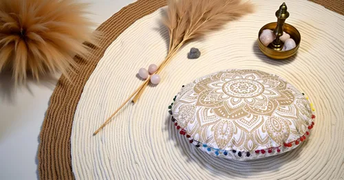 Miniatura 3 de CRAFT KALA Funda de cojín de suelo de 22 pulgadas para sentarse, funda de cojín de meditación grande para adultos, diseño de mandala bohemio, funda