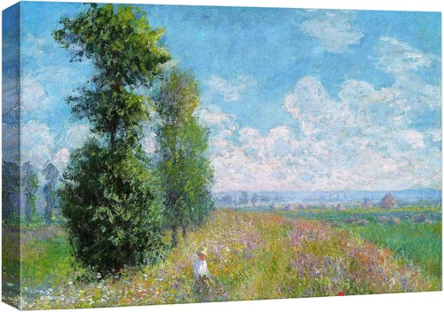 wall26 Prado con álamos por Claude Monet - Arte moderno impresionista, arte en lienzo para el hogar, 12 x 18 pulgadas