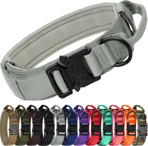 Miniatura 15 de Joytale Collar táctico para perro con asa, collar militar ajustable y resistente con 2 parches para entrenamiento, adecuado para perros medianos