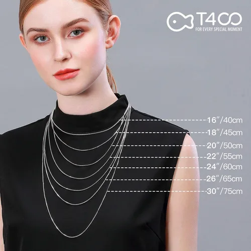 Miniatura 4 de T400 Collar de cadena de plata de ley 925 de 0.059 pulgadas chapado en oro de 0.059 pulgadas (0.039 in), cadenas de caja italiana para mujeres