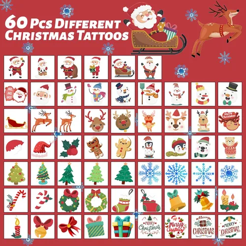 Miniatura 5 de winthrop 240 tatuajes temporales de Navidad a granel para niños, envueltos individualmente, impermeables, tatuajes de seguridad, la mejor opción