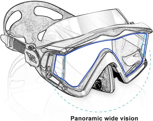 Miniatura 5 de Máscara de buceo Pano 3 para adultos, máscara de esnórquel de vidrio templado, máscara de natación antivaho sin fugas, gafas de natación con Azul