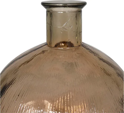 Miniatura 5 de Deco 79 Jarrón decorativo de vidrio reciclado hecho a mano, cuello de botella español, jarrón de centro de mesa acanalado, florero para decoración