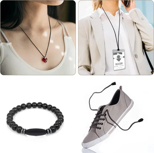 Miniatura 5 de Paquete de 30 cordones de repuesto para collar con cierres separables, cordones negros para colgantes, collar, cuerda de nailon, kit de cuerda