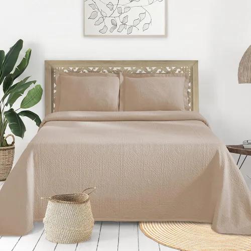 Miniatura 33 de Superior Juego de colcha de algodón con diseño de flor de lis, mantas cálidas, ropa de cama para todas las estaciones, decoración de dormitorio
