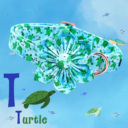 Miniatura 3 de Lionheart glory Collar de perro con flor, collar de perro azul con flores, collar de verano para perro niño o niña, suave, duradero, ajustable