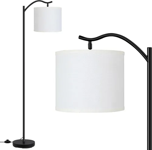 Miniatura 10 de BoostArea Lámpara de pie para sala de estar, lámpara arqueada LED de 9 W, altura moderna con pantalla de lino de tela, 3 niveles de brillo, enchufe