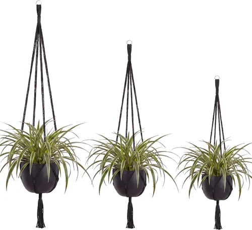 EBOOT Paquete de 3 cuerdas grandes de macramé para colgar plantas de 33, 41, 48 pulgadas, para colgar macetas para decoración de interiores y