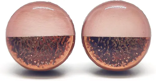 Miniatura 13 de Dos tonos con aretes de 10 mm de metal martillado falso, aretes redondos para mujeres, niñas y hombres, hechos a mano, postes de acero inoxidable