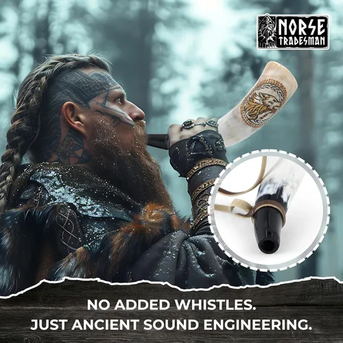 Miniatura 2 de Norse Tradesman Cuerno de guerra vikingo, trompeta de batalla de cuerno de soplado de 12 pulgadas, hecha a partir de auténtico cuerno de buey