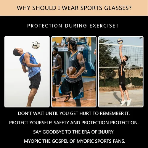 Miniatura 7 de N/A" Gafas deportivas para hombre, para raquetbol, baloncesto, fútbol, gafas protectoras, lentes de choque y colisión, reemplazables Marco