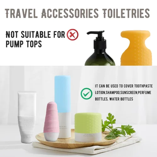 Miniatura 3 de YUBIRD 10 fundas de silicona para botellas para artículos de aseo de viaje, fundas a prueba de fugas, esenciales de crucero para mujeres y hombres