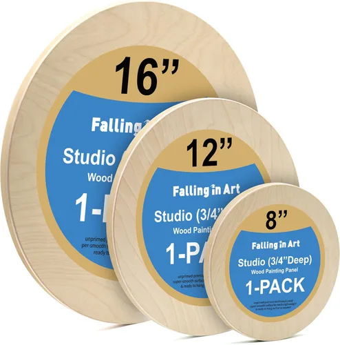 Miniatura 12 de Falling in Art Kit de paneles de lona de madera de abedul redondos sin terminar, 4 paquetes de 2 tamaños de 8 pies y 12 pies, 3/4 pulgadas