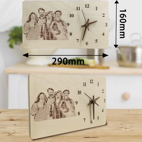 Miniatura 5 de Reloj de madera personalizado con foto, reloj de escritorio grabado con texto personalizado, reloj de pared para decoración de habitación, regalos