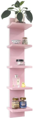 Homaterial Estantería de pared de 5 niveles, estantería vertical decorativa para montaje en pared, estantes flotantes de columna moderna para Rosa