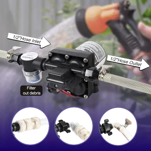 Miniatura 3 de Bomba de agua Wassermann para RV 12 voltios DC 3.0GPM 55PSI, reemplazo para 4008-101-A65, bomba de agua autocebante con diafragma y interruptor