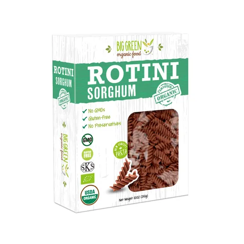 Big Green Organic Food - Rotini de sorgo orgánico, 8.8 onzas, sin gluten, sin OMG, vegano (1)