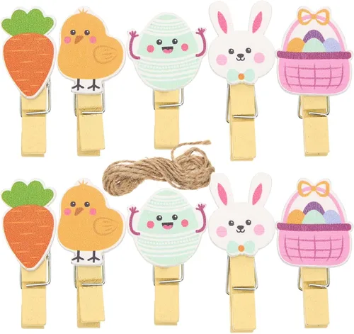40 pinzas de colores para manualidades, clips para fotos, decoraciones temáticas de Pascua, adornos, manualidades, colgar cuadros