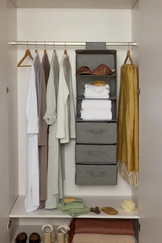 Miniatura 2 de Amazon Basics Organizador de almacenamiento para armario con estante colgante de 6 niveles con cajones extraíbles, gris, 6.9"P x 13.6"A x 12.2"Al