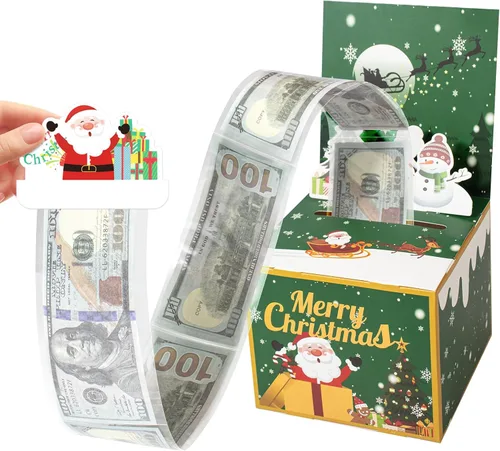 Caja de dinero para regalo en efectivo con mecanismo de tirar, caja de regalo de dinero de Feliz Navidad, caja de regalo sorpresa con mecanismo de