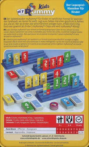 Miniatura 4 de Schmidt Juegos 51439 MyRummy Kids, Bring Me with Game in a Metal Tin, Colorido