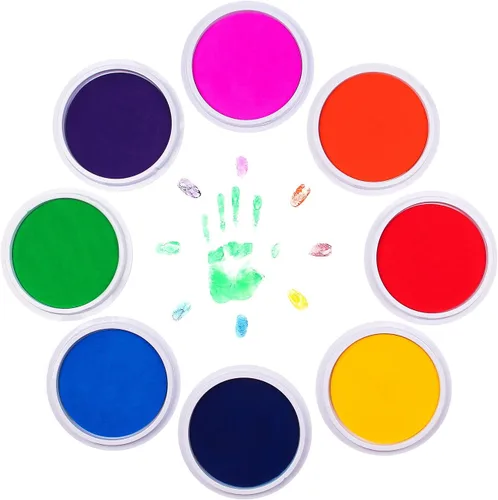 Miniatura 2 de lsushine Craft socio grande Almohadilla de tinta sellos bricolaje color, 8 colores arco iris dedo Ink Pad para Niños (Pack de 8)