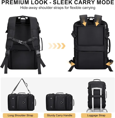 Miniatura 4 de PIJUSHI Mochila de viaje de mano para mujeres y hombres, bolsa de lona convertible, mochila de equipaje grande, para laptop de 16 pulgadas
