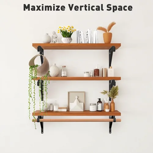Miniatura 4 de Soporte de barra de armario resistente hasta 300 libras (paquete de 6) - Soportes de estante para montaje en pared para armario, garaje, lavandería