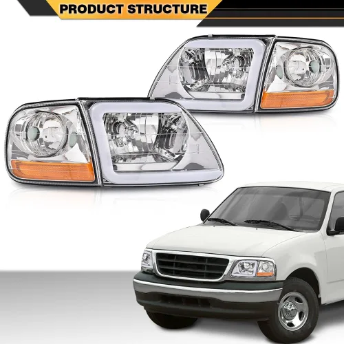 Miniatura 9 de CNNELL Juego de faros LED DRL estilo relámpago y luces de estacionamiento de esquina Lig compatibles con F150 Expedition 1997-2002/Ford F150