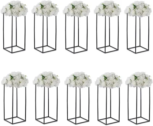 Miniatura 10 de Soporte de pedestal negro para plantas, 2 piezas, soporte de metal para plantas, soporte de flores de 15.75 pulgadas de alto, soporte para flores