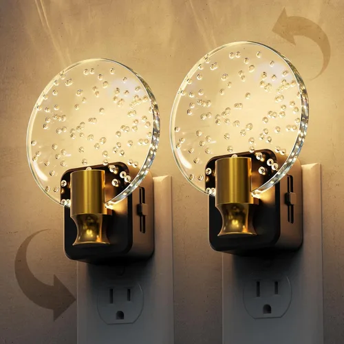 Miniatura 22 de Luces nocturnas que se enchufan a la pared, luz nocturna que cambia de color con enchufe giratorio, sensor de luz del atardecer al amanecer y brillo