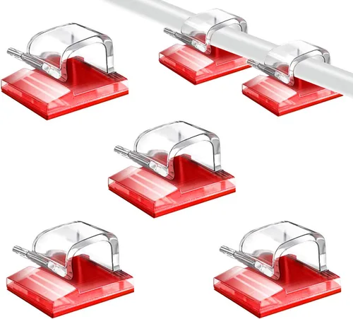 Miniatura 10 de SOULWIT 50 unidades de clips autoadhesivos para gestión de cables, organizadores de cables con clips de alambre adhesivos para TV, PC, laptop, cable